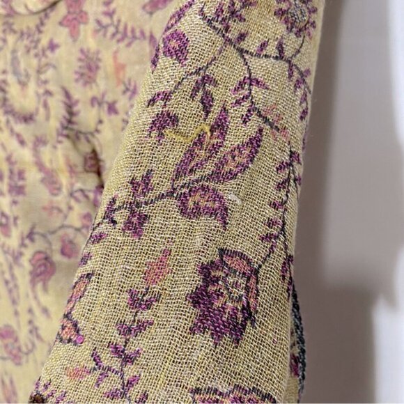 5/$25 Vintage Burgundy Tan Paisley Wrap Scarf With Fringe - Picture 7 of 13